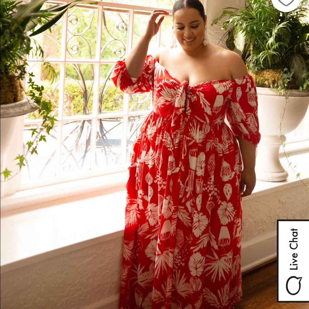 Eloquii red tropical maxi dress